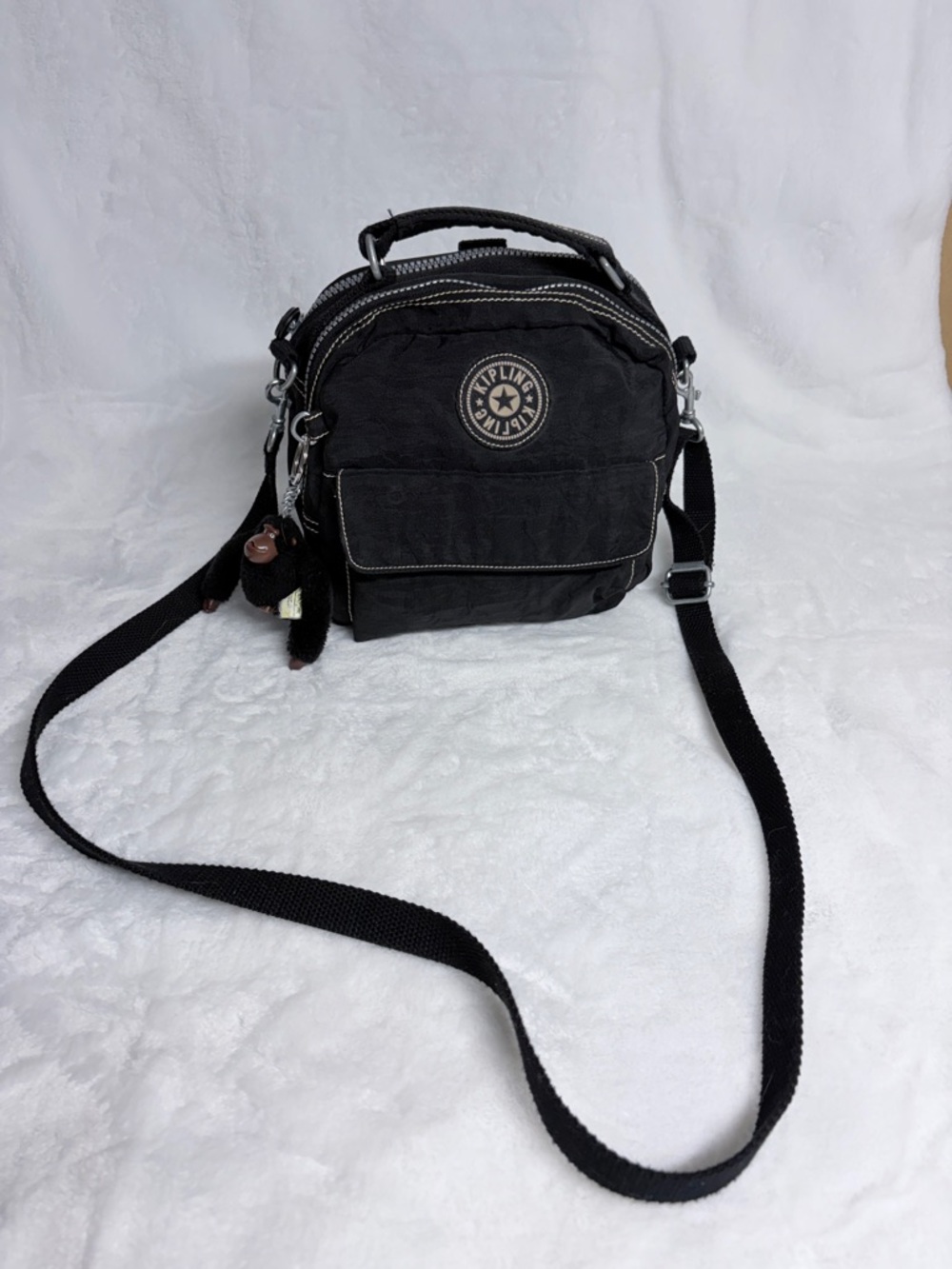 Kipling Black Nylon Backpack or Crossbody Shoulder Bag Purse Vintage Y2K Style